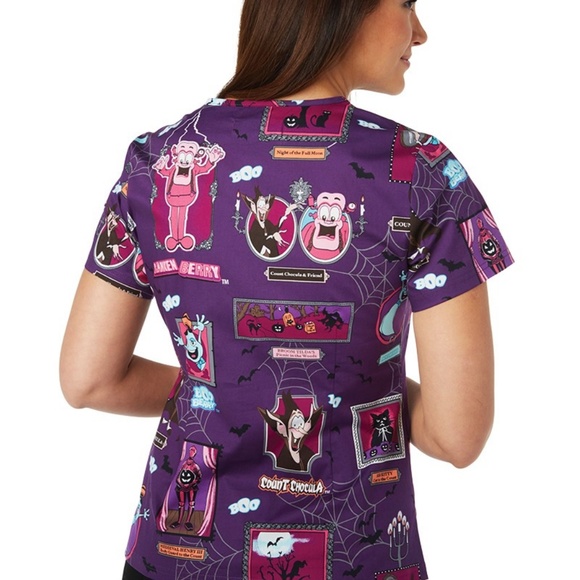 Koi Medical Uniform Scrub Top Halloween - Picture 2 of 3